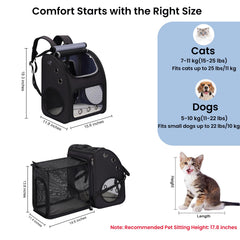 COVONO Cat Carrier Backpack ventilation panels deliver fresh airflow for comfortable journeys.