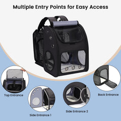 Covono cat carrier backpack visibility panel provides full view to reduce pet stress.