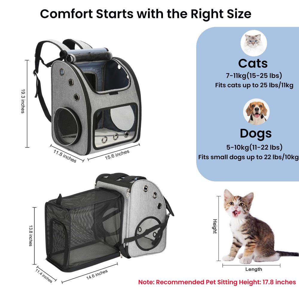 COVONO expandable-pet-carrier-backpack rear-entrance for stress-free pet placement