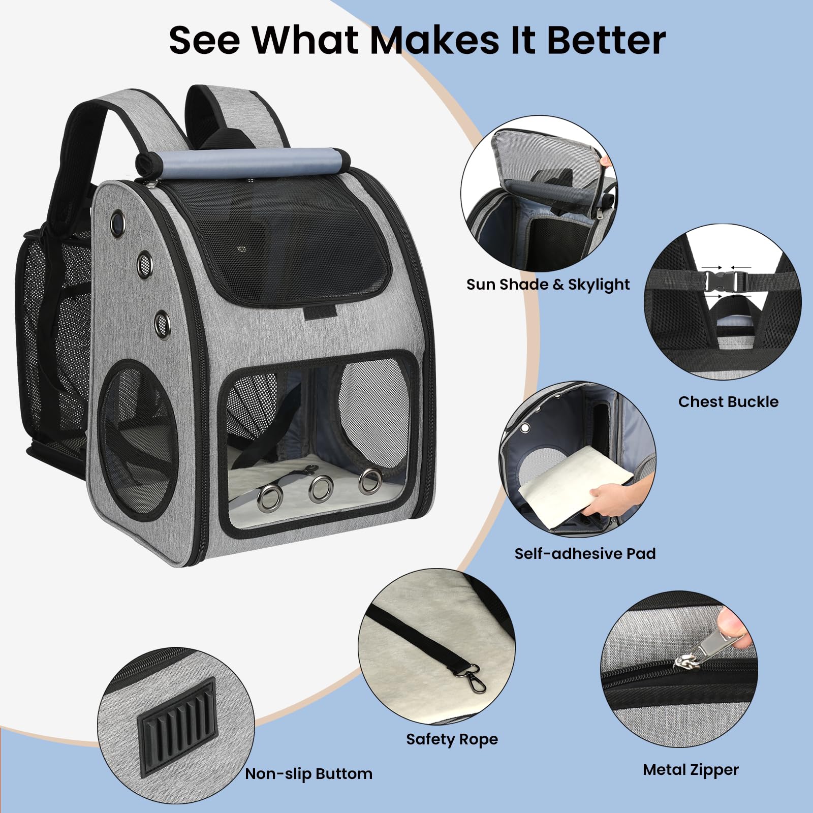 COVONO expandable-pet-carrier-backpack side-entrance for flexible access during travel