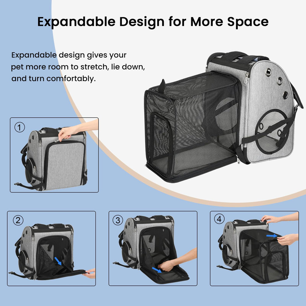 COVONO expandable-pet-carrier-backpack-transparent-window lets pets look out on journeys