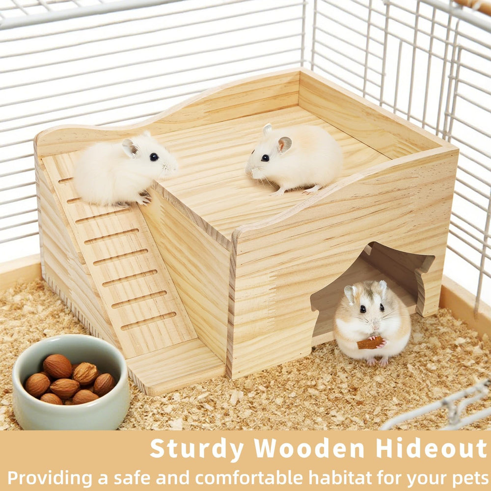 Covzoe Guinea Pig Wood House lower hideout, a quiet retreat for tiny pets