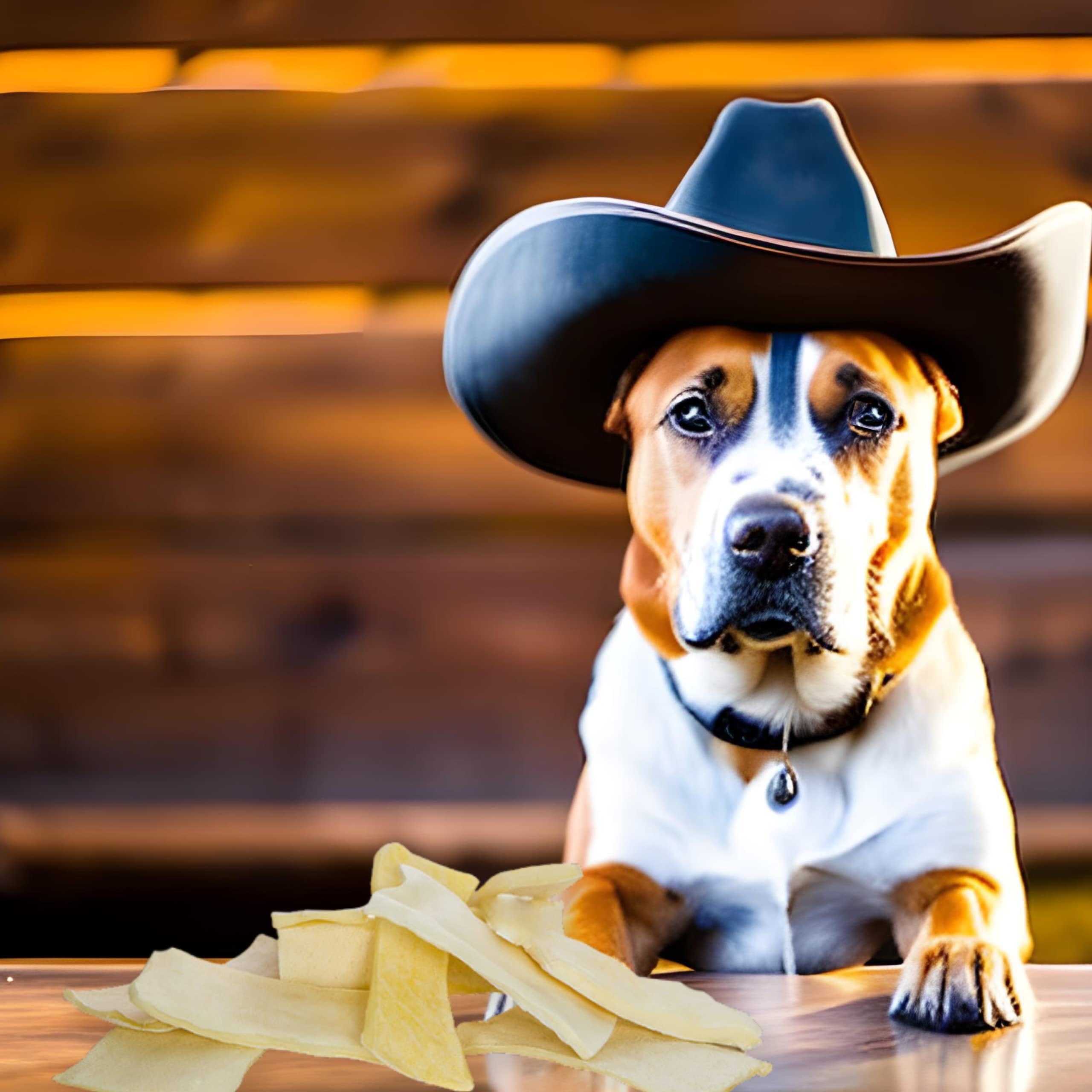 Cowdog Chews Natural Rawhide Chips dental-benefit massage closeup suggests gum-care potential.