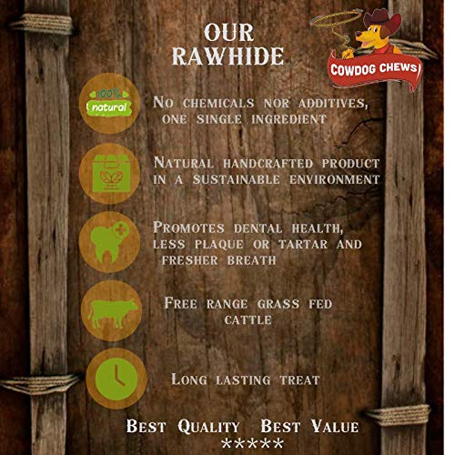 Cowdog Chews Natural Rawhide Chips texture variations show natural artisanal product feel.