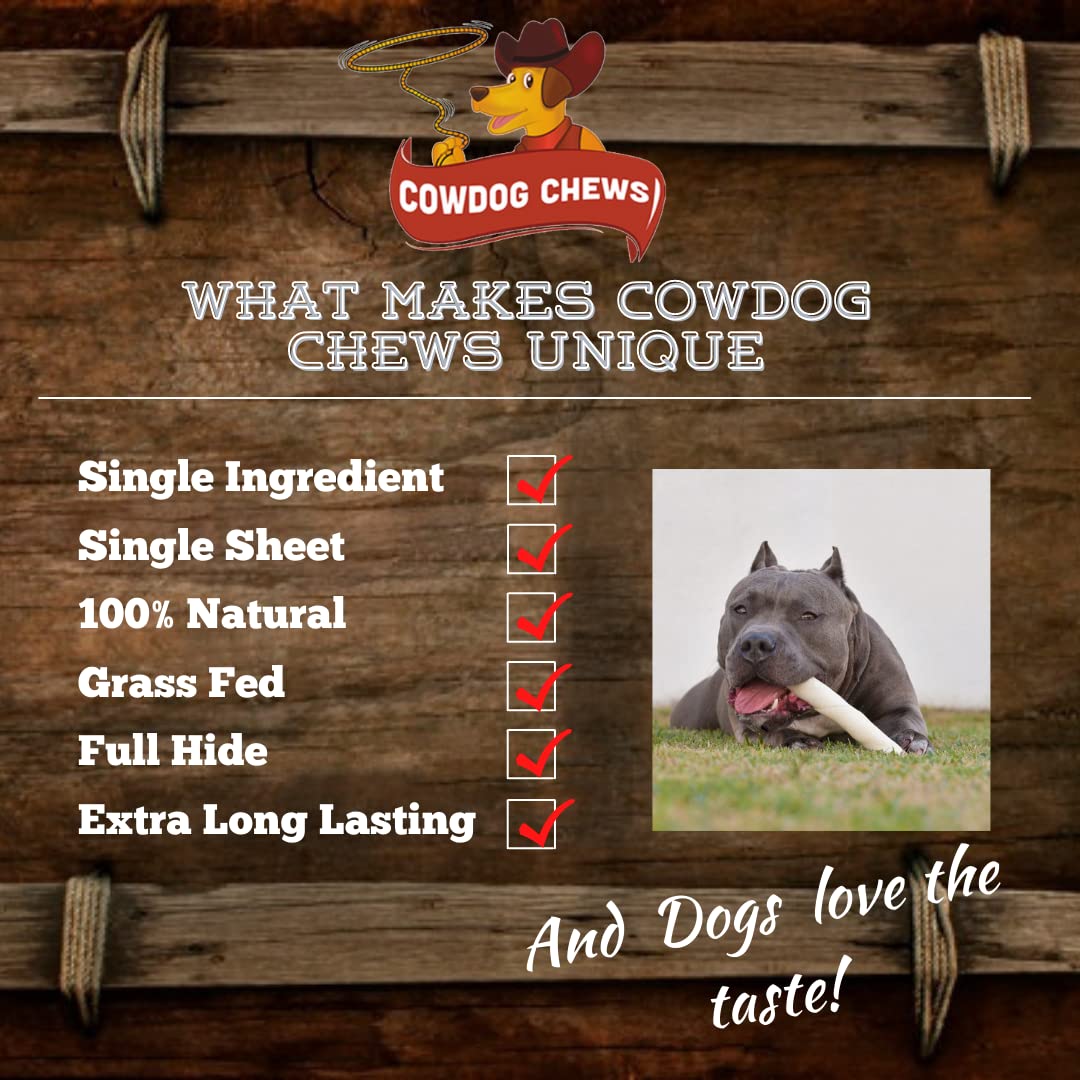 Cowdog Chews pasture-raised cattle highlight natural sourcing for your dog's chew time