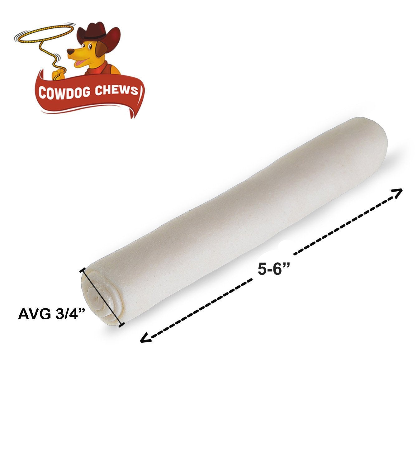 Cowdog Chews retriever-roll 50-pack packaging highlights bulk value.