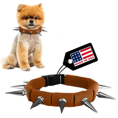 CoyoteVest CoyoteCollar spiked brown front view shows durable protection for daily wear