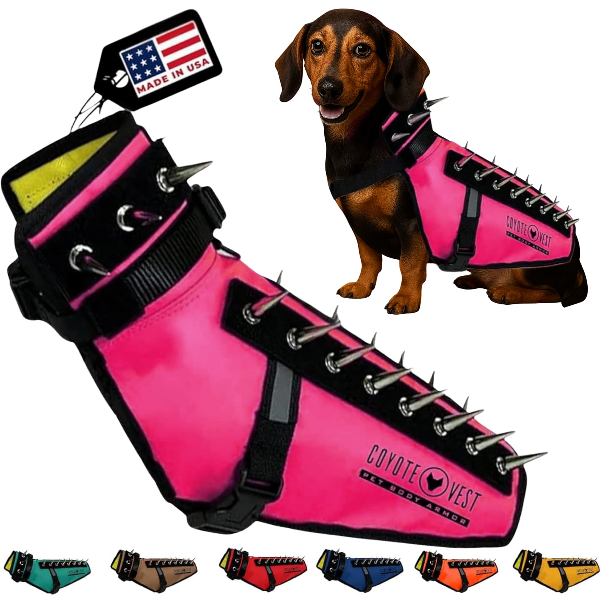 CoyoteVest dog harness front view in pink XS for safer daytime walks