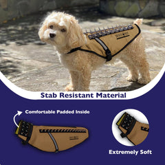 CoyoteVest dog harness Texas Tan side view highlights side protection and fit