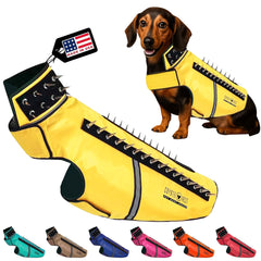 CoyoteVest SpikeVest front view—high-visibility vest for safer daytime walks.