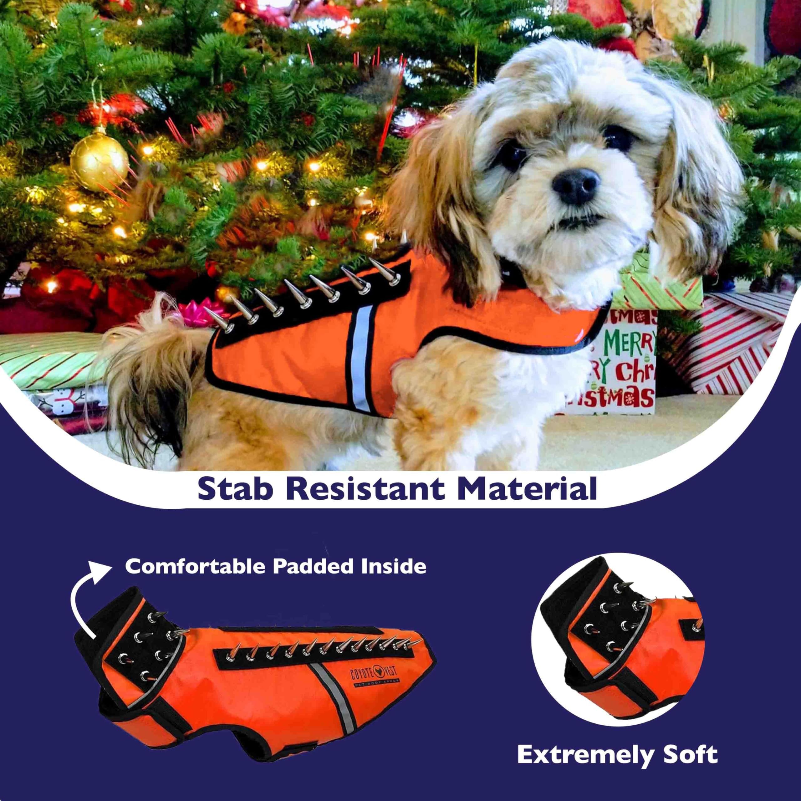 CoyoteVest SpikeVest neck spikes close-up demonstrates removable spikes for easy customization.