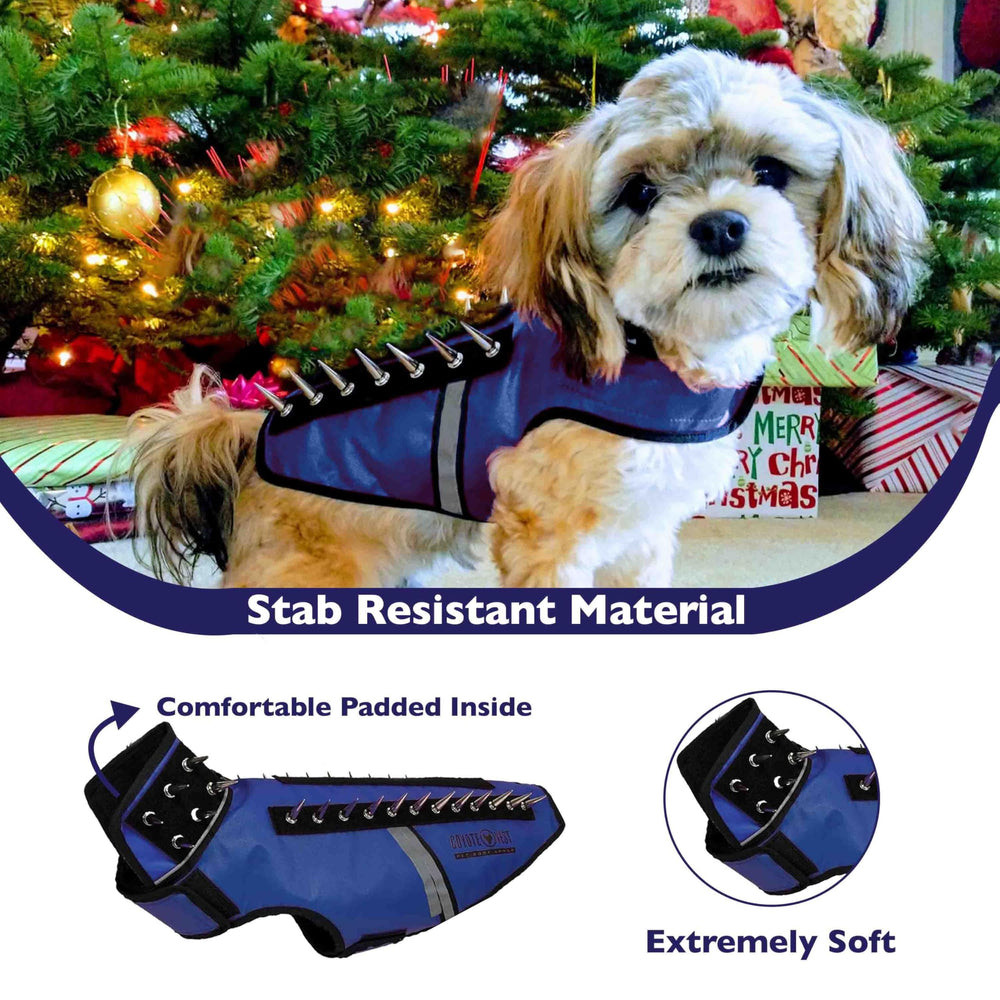 CoyoteVest SpikeVest removable-spikes closeup: easy-on, easy-off spike system.