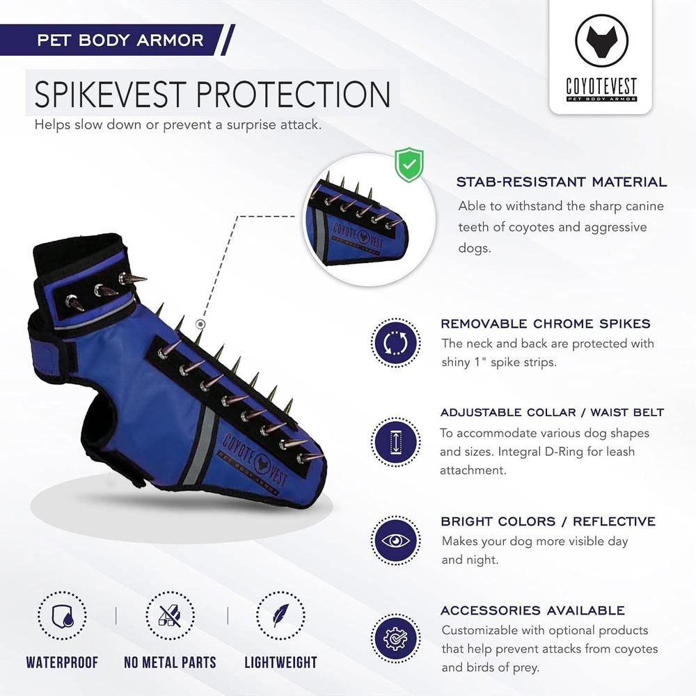 CoyoteVest SpikeVest water-resistant fabric resists moisture without rust