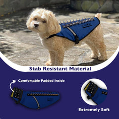 CoyoteVest XXS dog harness back view showing reflective accents for visibility.