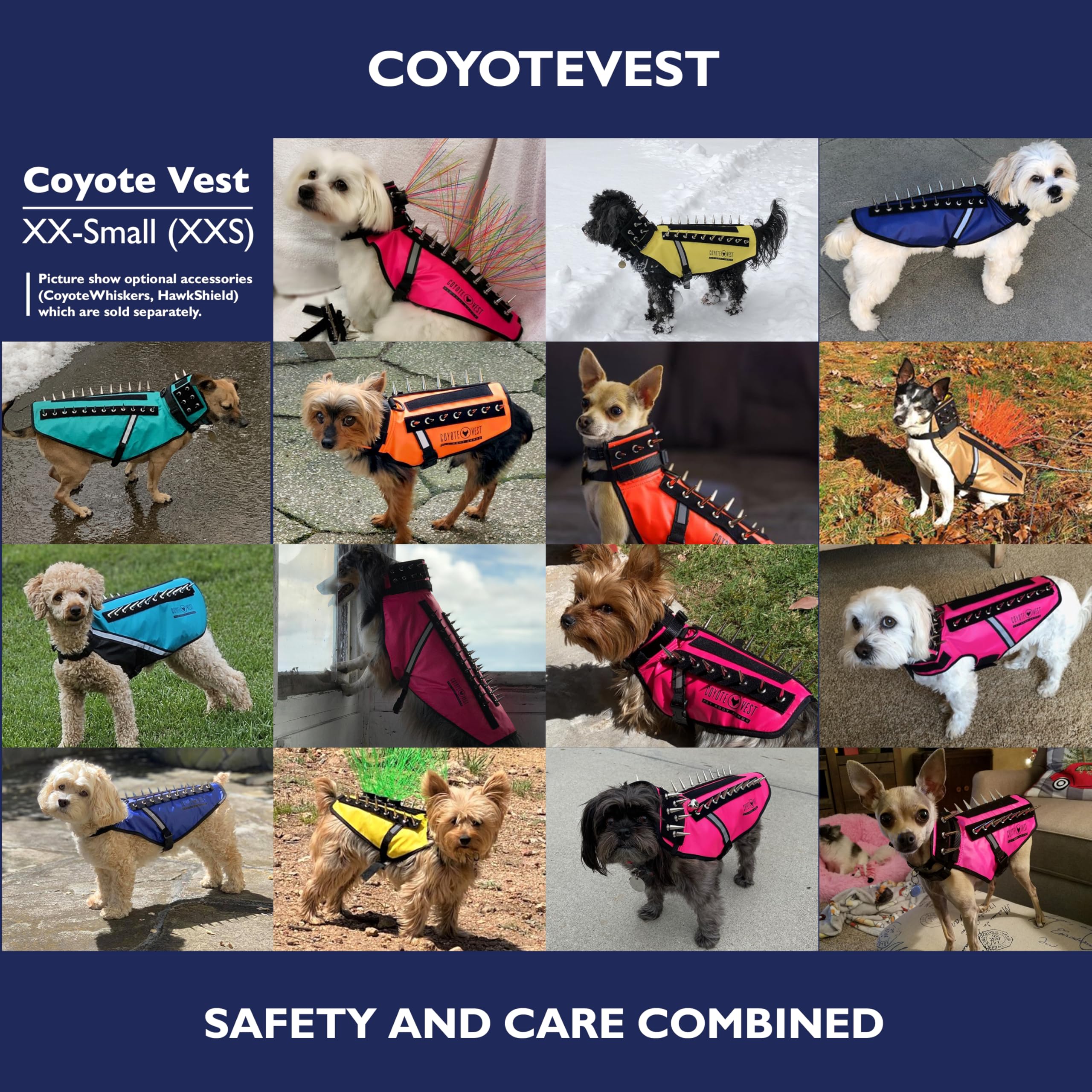 CoyoteVest dog harness red XS adjustable fit image showing secure, adaptable sizing