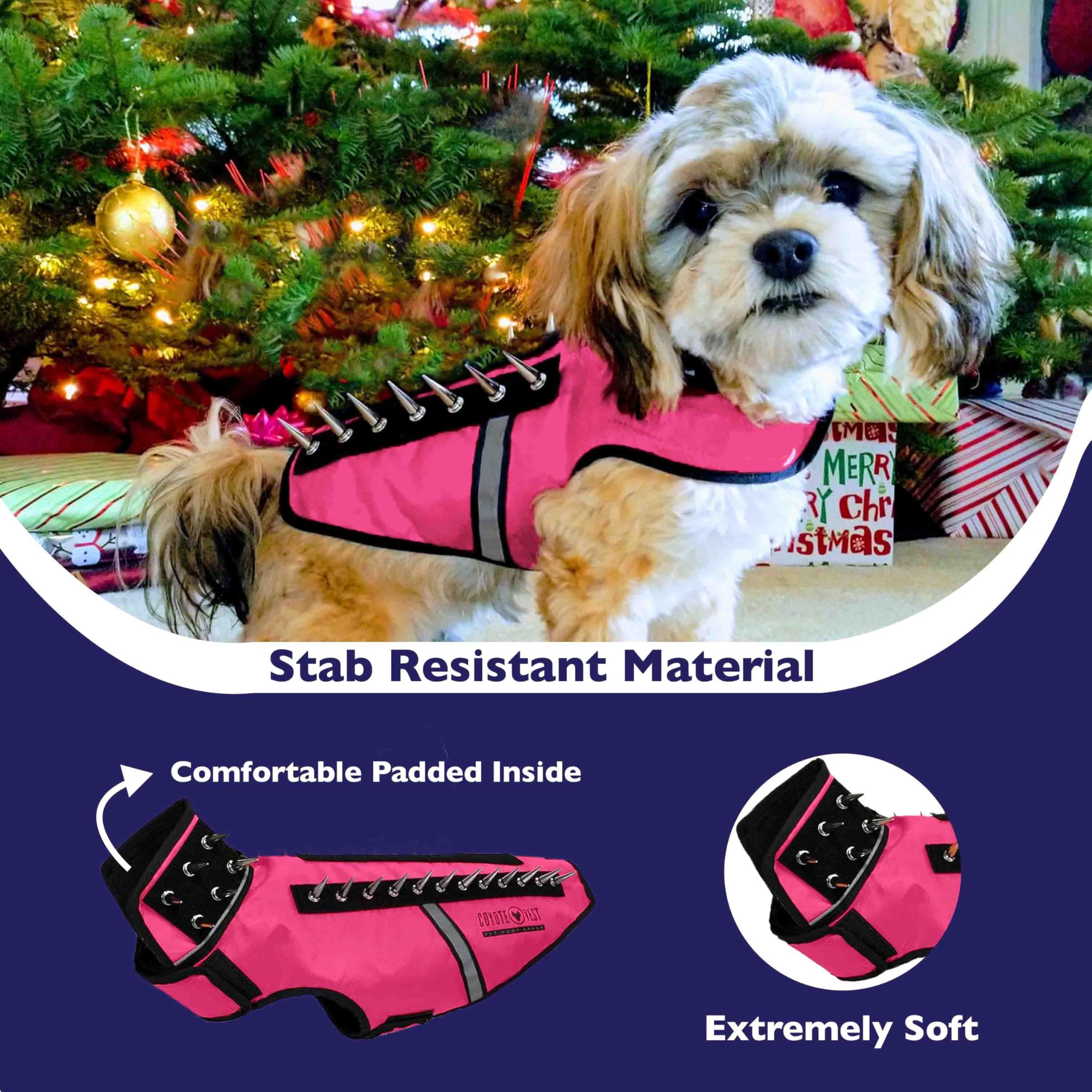 CoyoteVest SpikeVest pink removable spikes offer adjustable defense.