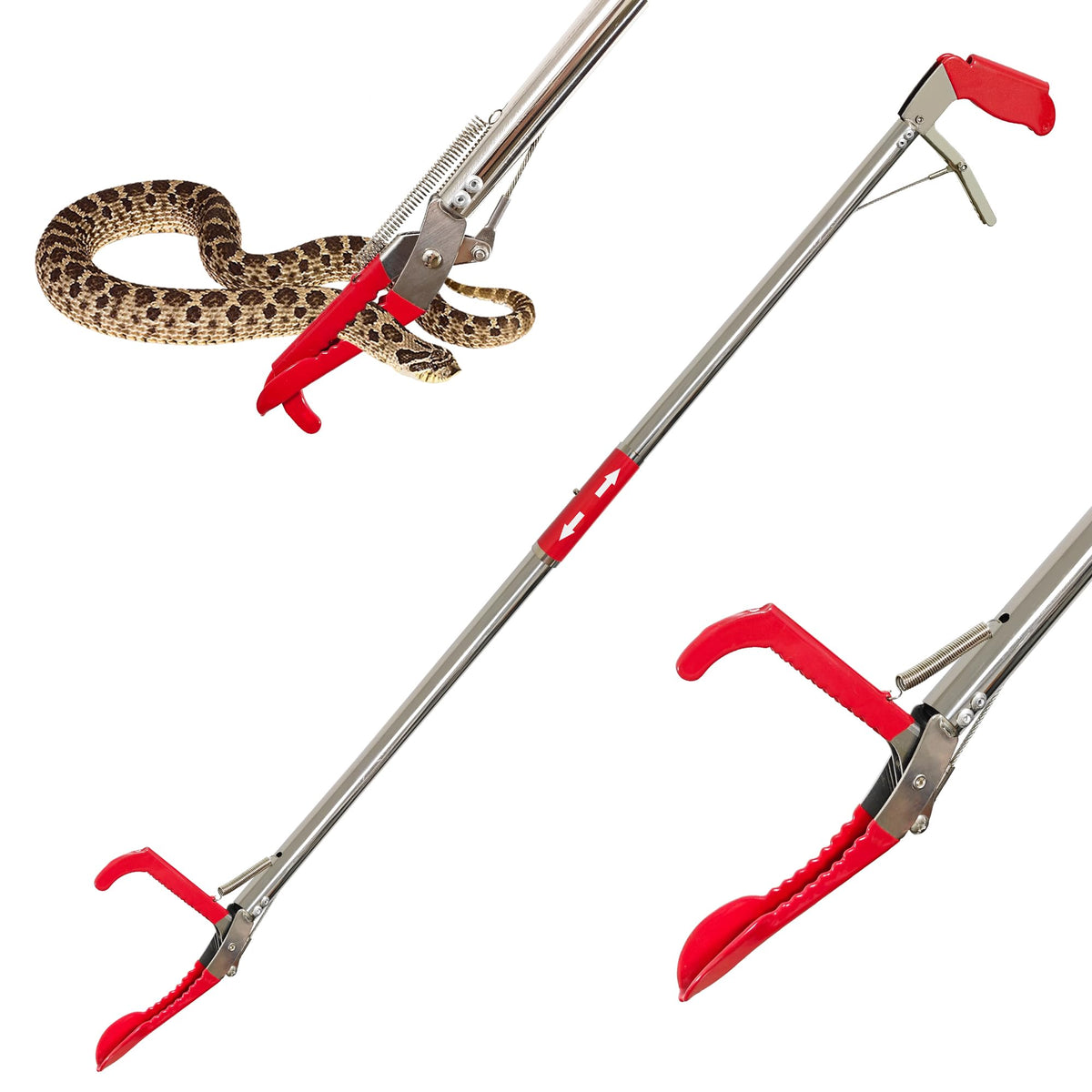 COYXiCE 60-inch snake tongs extended reach enables distant capture for safety.