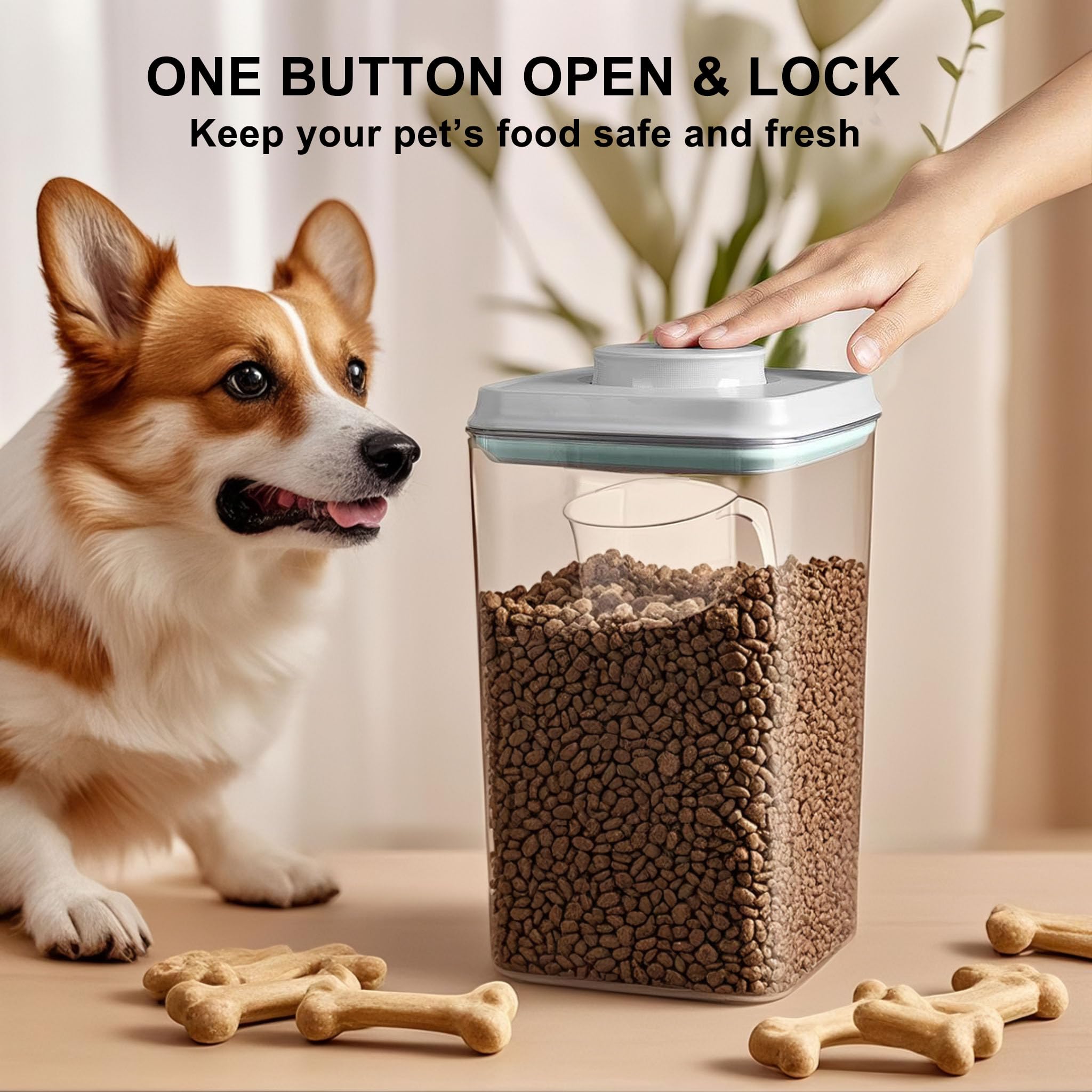 Cozey Daily BPA-free plastic container ensures safe storage for dry food.