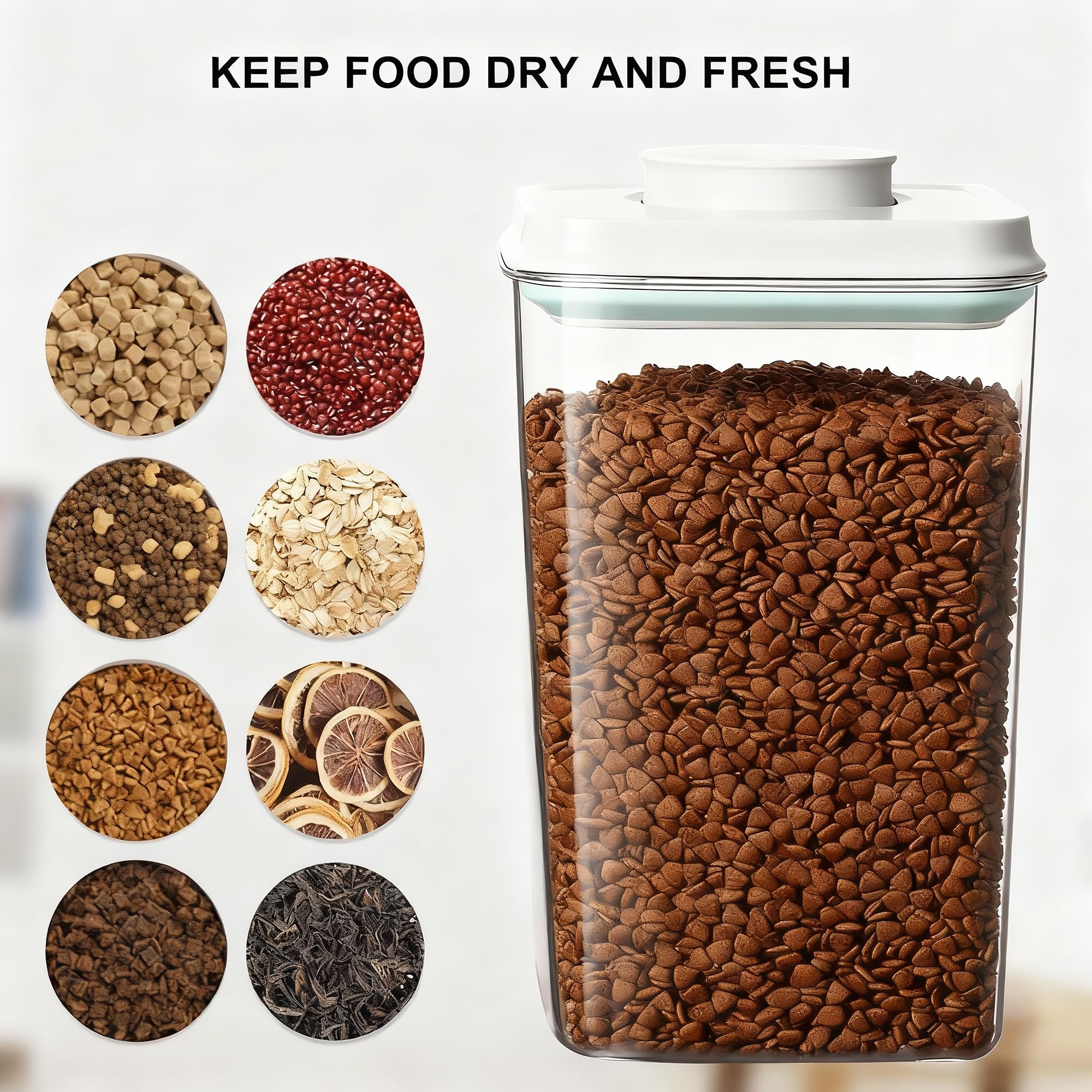Cozey Daily stackable design saves pantry space for multiple pet foods.