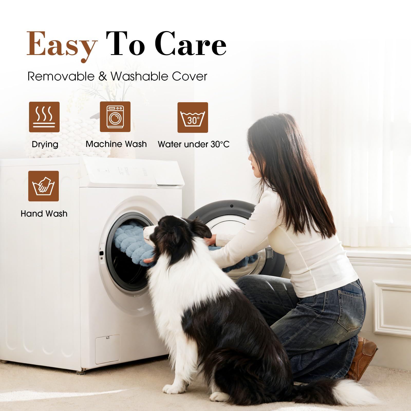 Cozila large dog bed easy-care design emphasizes low-maintenance cleaning