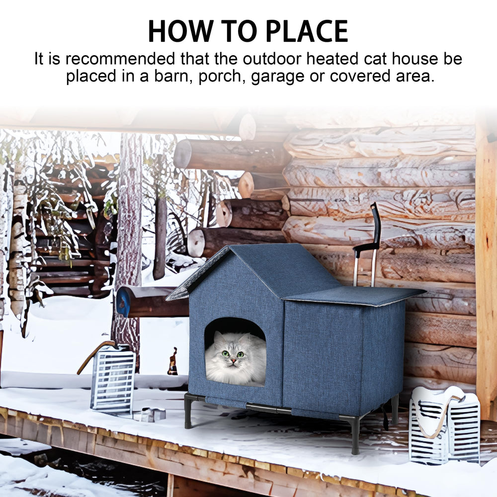 COZIPETAO outdoor cat house elevated base keeps interior dry.