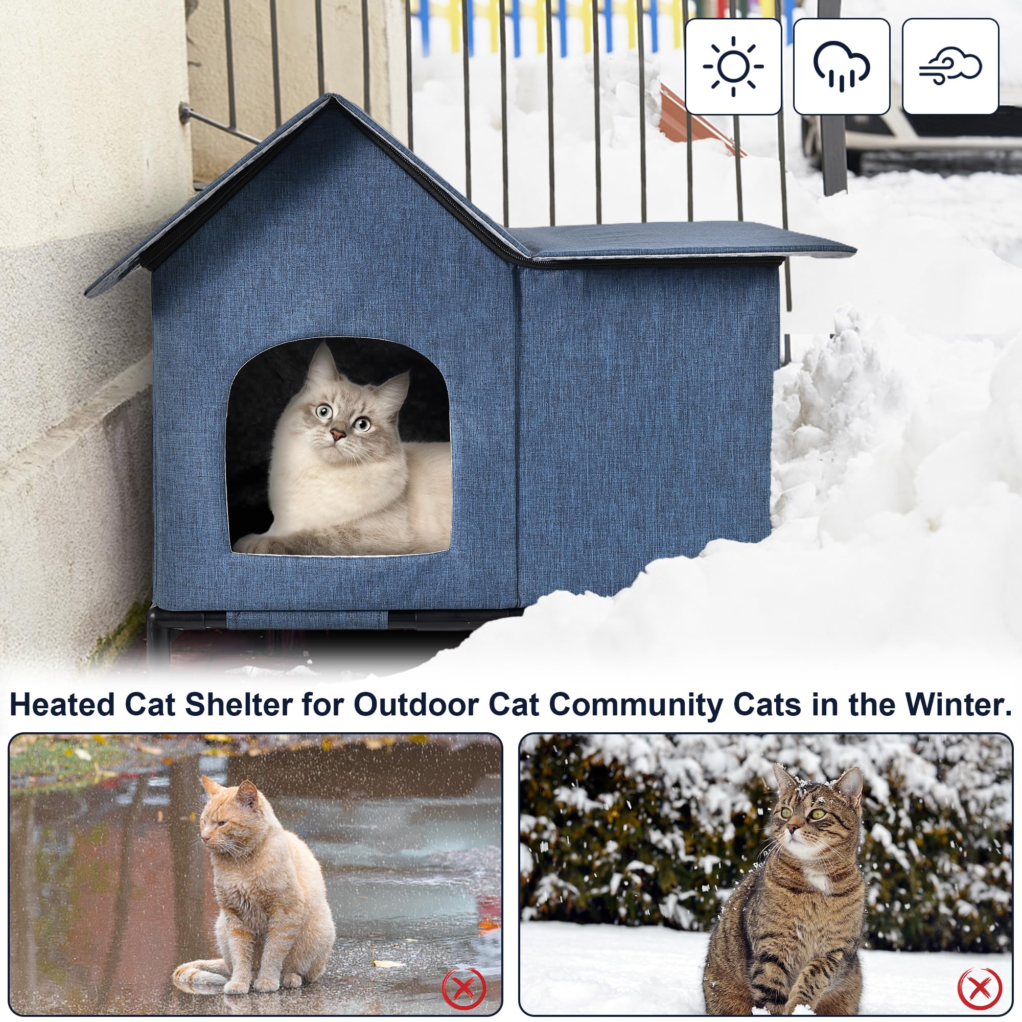 COZIPETAO outdoor cat house ground nails provide stable anchoring.