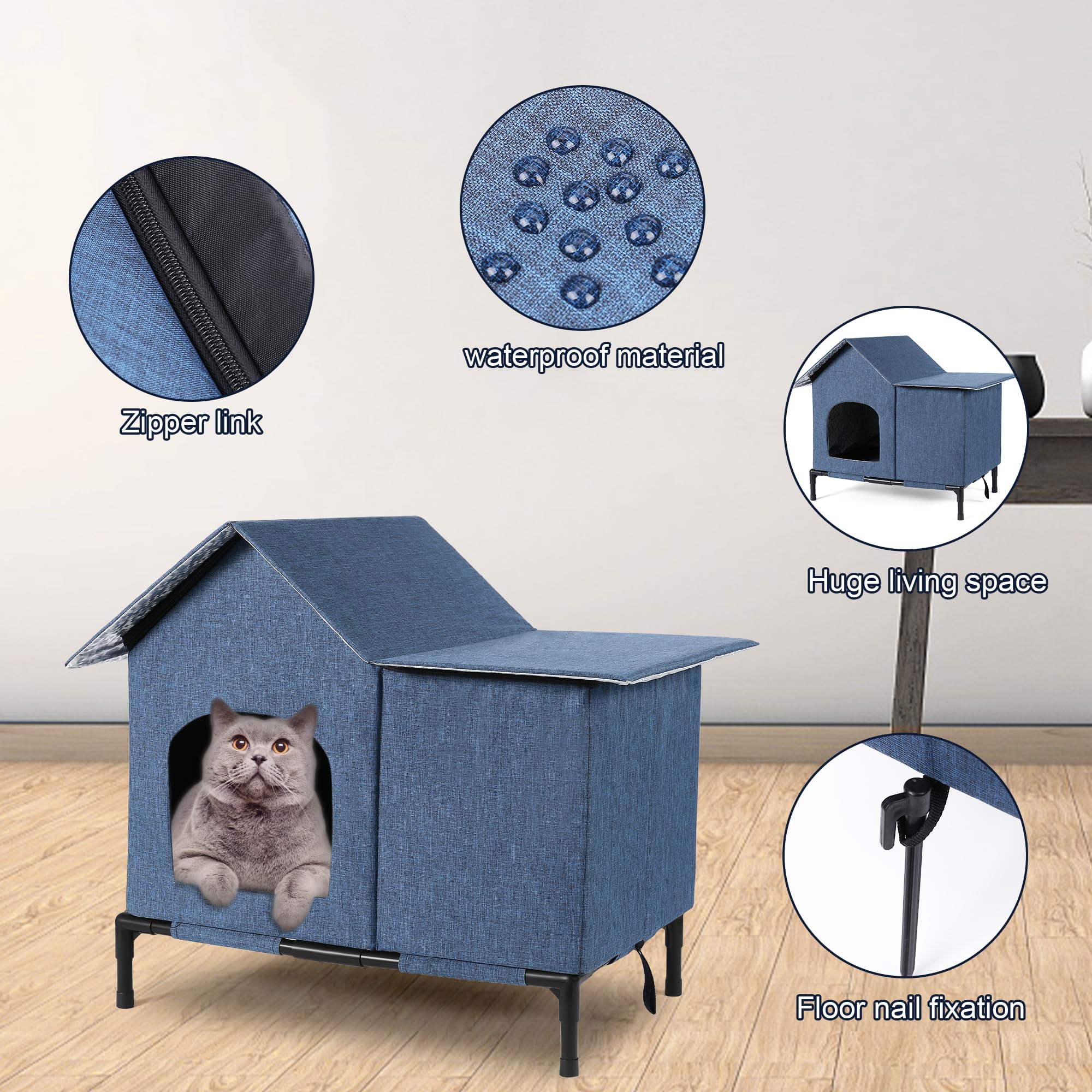 COZIPETAO outdoor cat house two-cat capacity with cozy space for kittens.