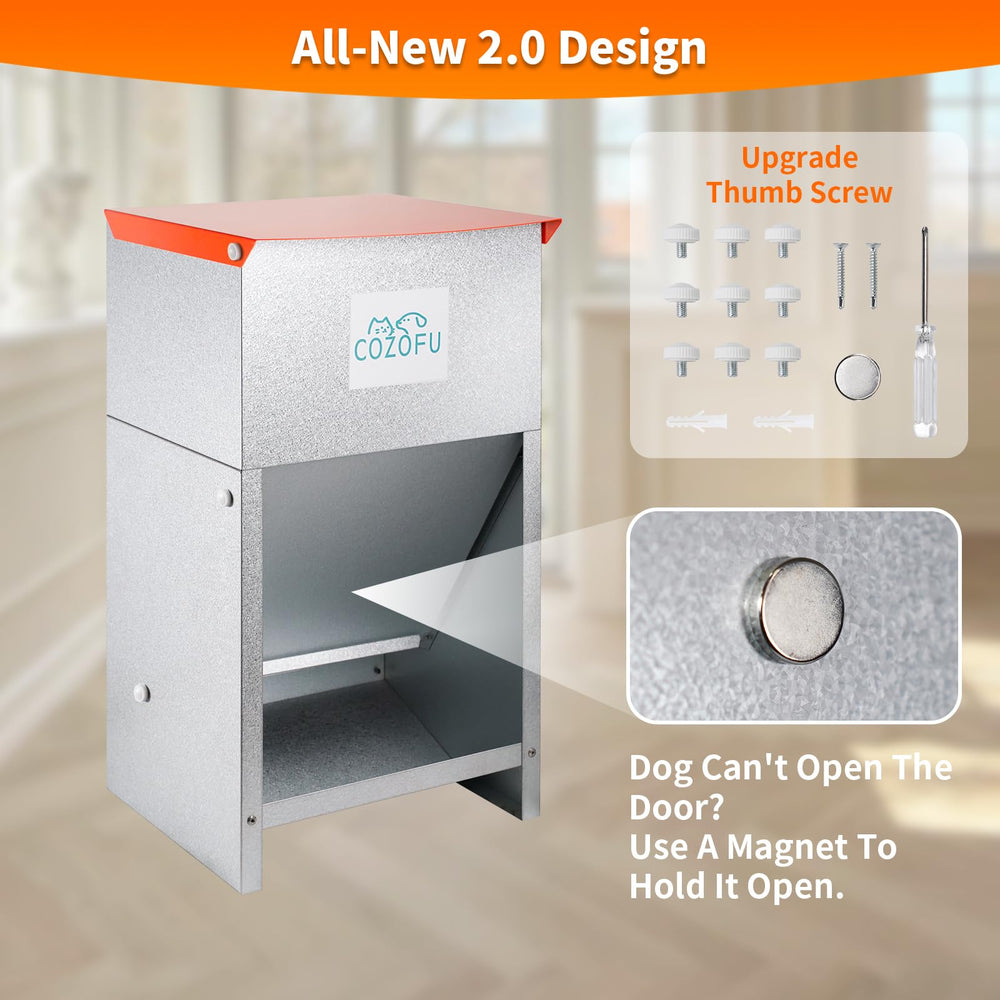 COZOFU dog feeder outdoor placement under overhang preserves the unit