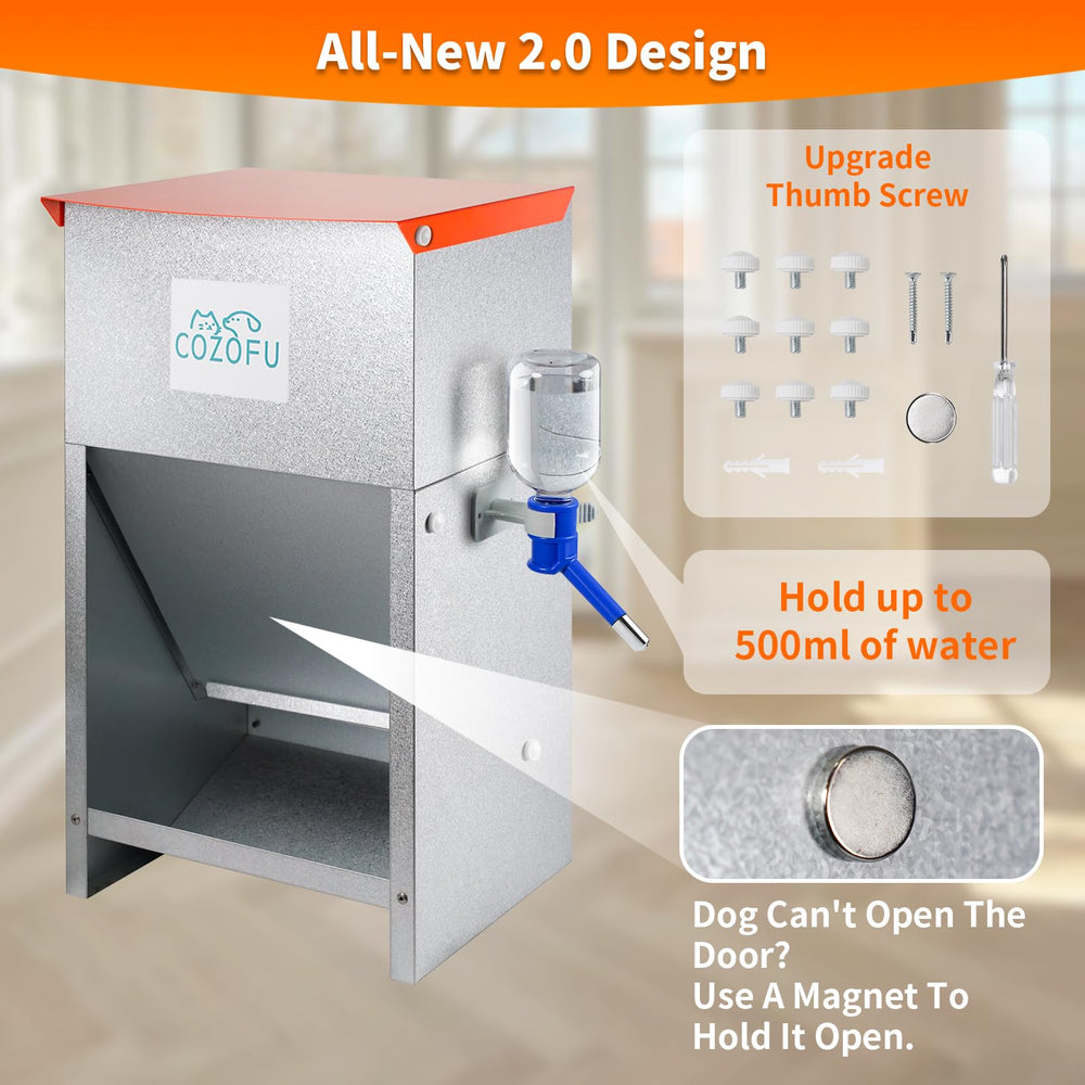 COZOFU feeder magnet door shows secure, hands-free access.
