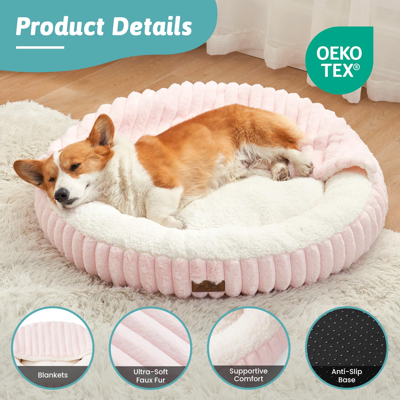 COZY KISS non-slip bottom prevents sliding during play on floors.
