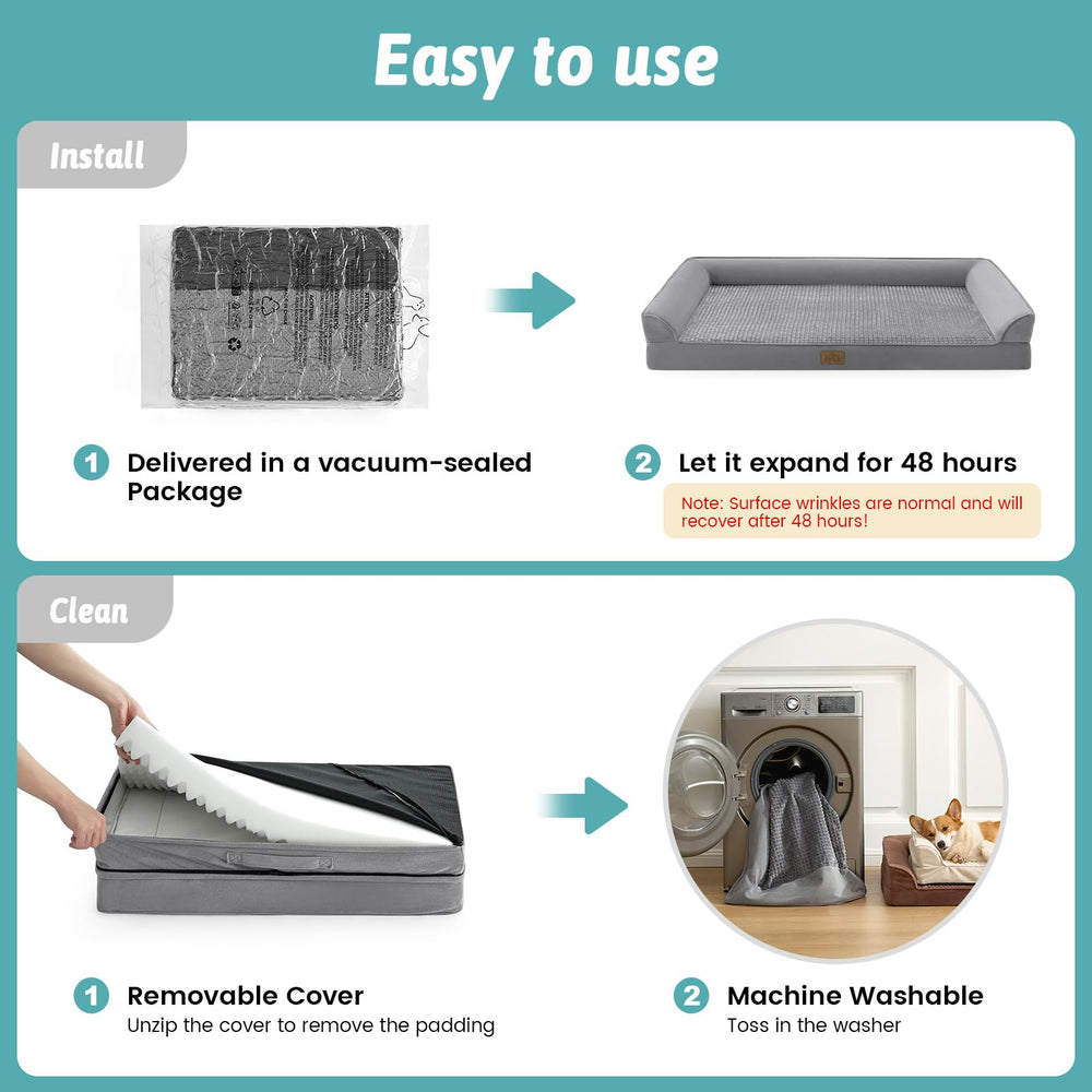 COZY KISS dog bed with carry handle for easy room-to-room transport