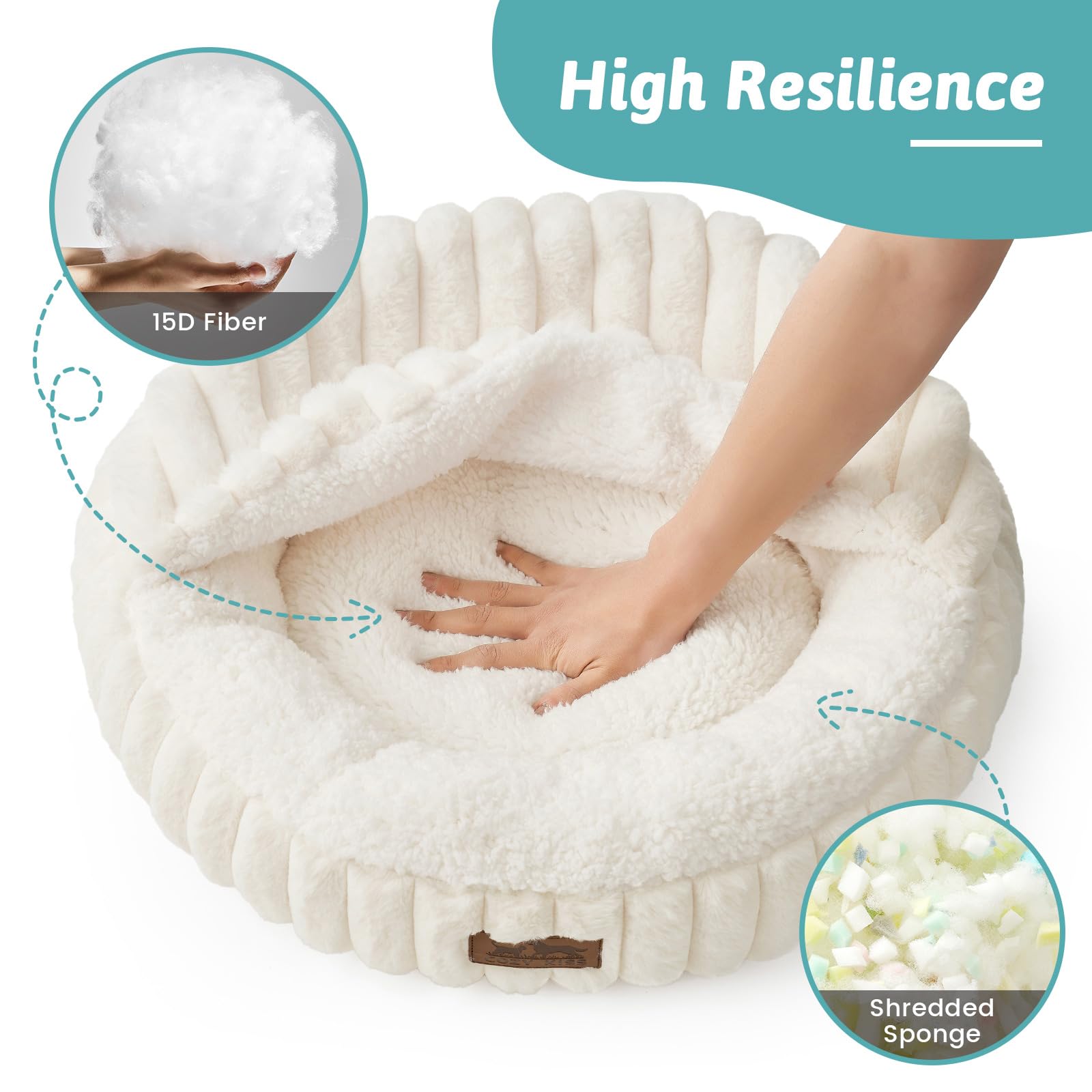 COZY KISS cat bed cream color option blends with home decor.