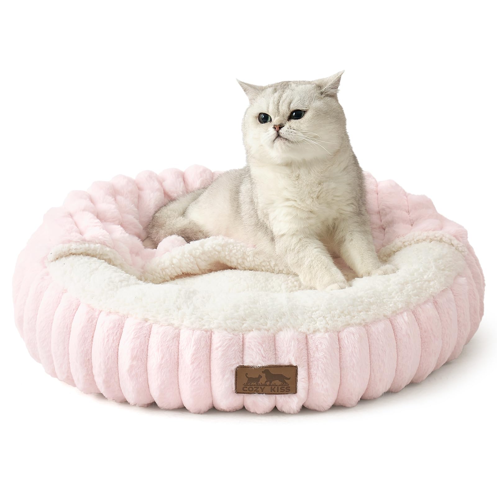 COZY KISS cat bed hooded cave for secure curled sleep.