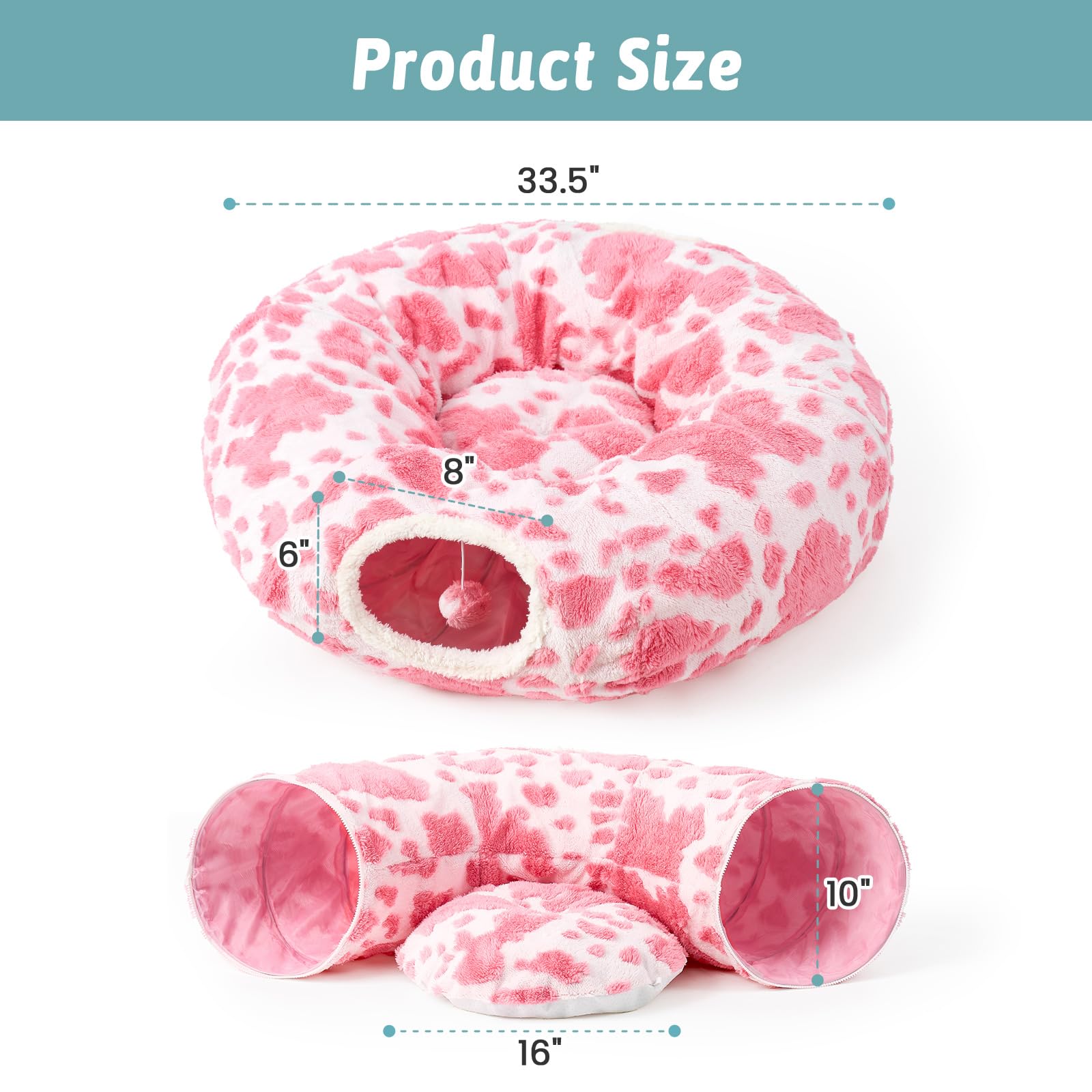COZY KISS Cat Tunnel Bed easy-assembly with zipper and buttons for quick setup.