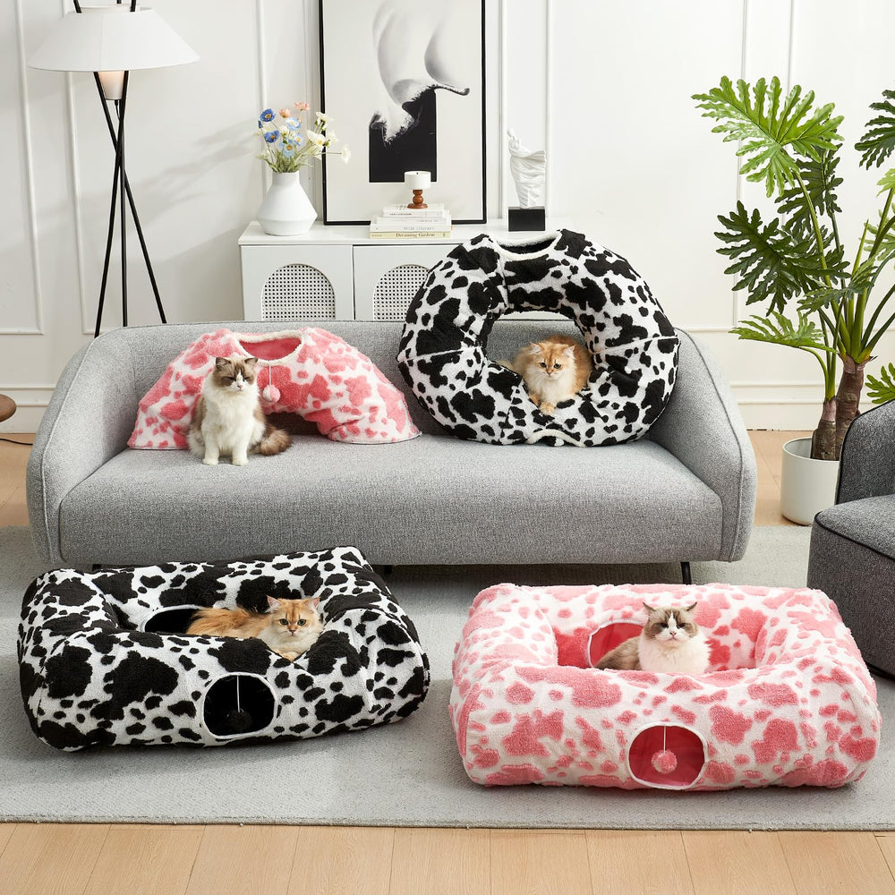 COZY KISS Cat Tunnel Bed nap-ready design helps cats settle into peaceful sleeps.