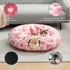 COZY KISS Cat Tunnel Bed open tunnel offers a warm hideaway for curious indoor cats.