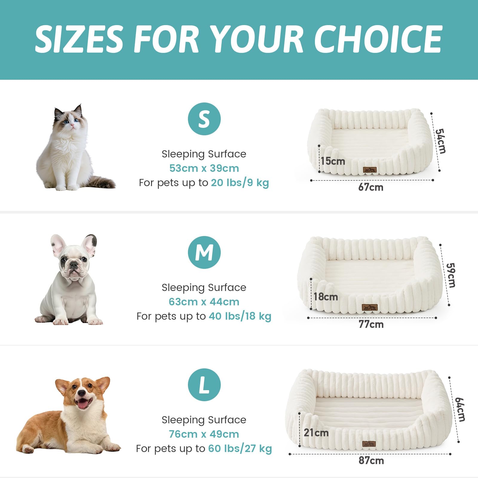 COZY KISS pet bed side view highlights raised rim for neck support