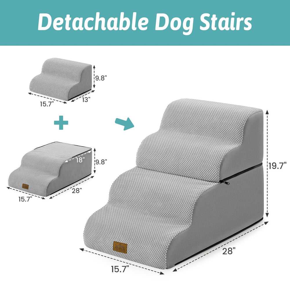 COZY KISS detachable curved dog stairs 2-step for sofa or chair use.