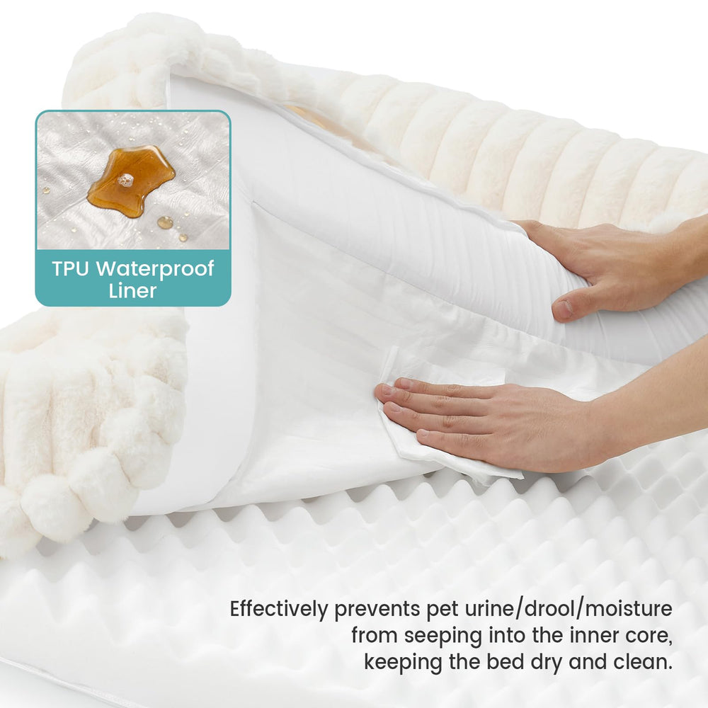 COZY KISS cream bed designed for large dogs and home decor compatibility.