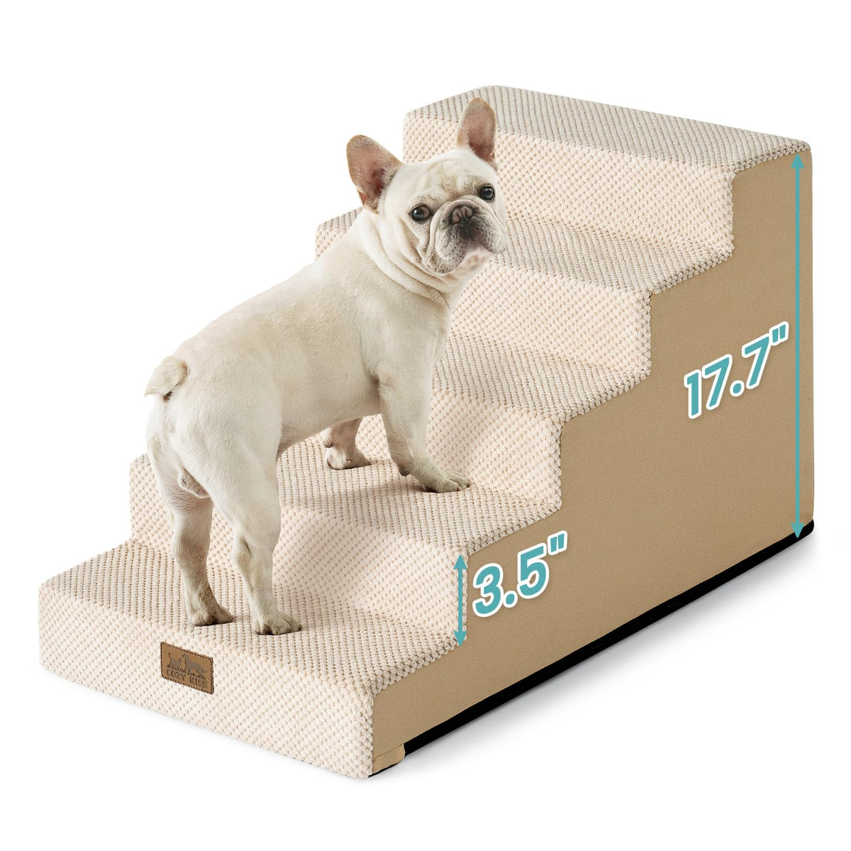 COZY KISS dog stairs - 3.5-inch steps easing small dogs' climbs.