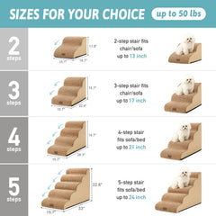 COZY KISS Dog Stairs side view shows compact footprint for small pets.