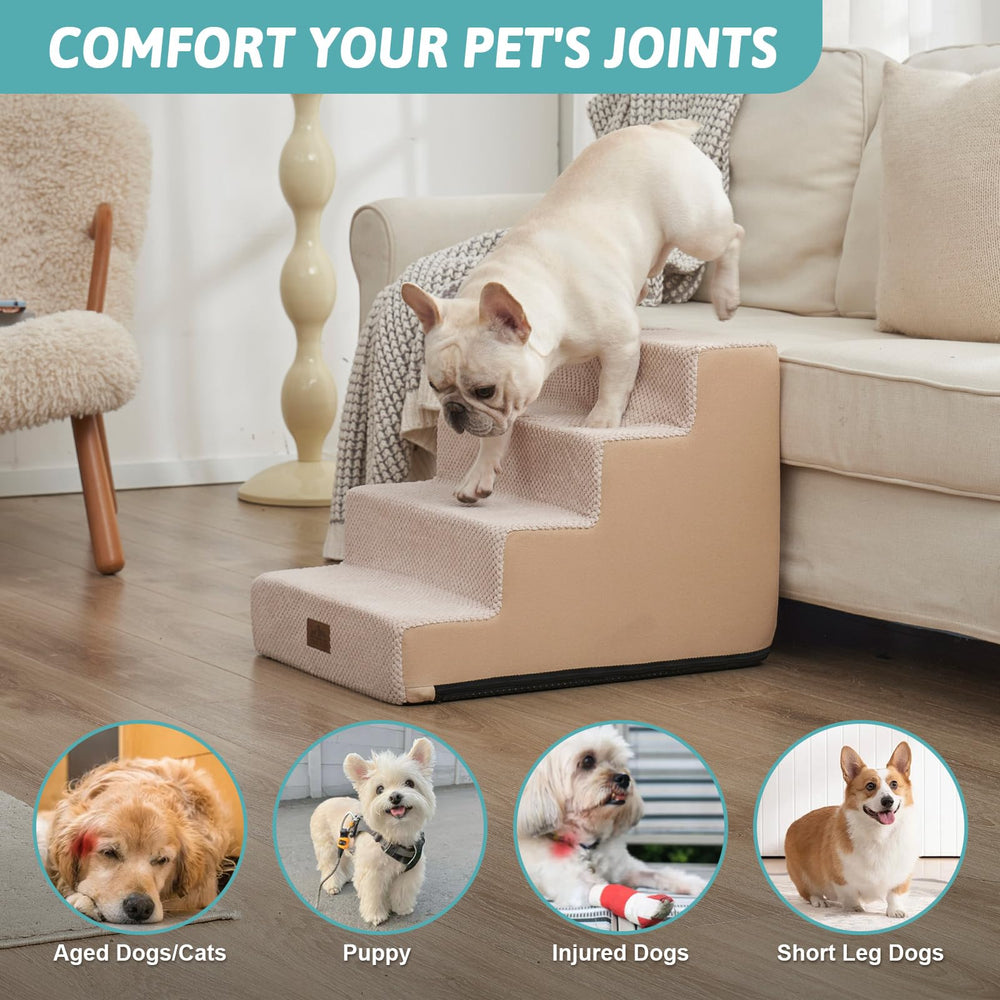 COZY KISS four tier height helps pets reach couches and beds with ease.