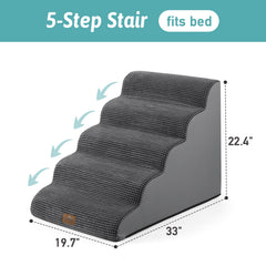 COZY KISS dog stairs on bed setup for high surfaces.