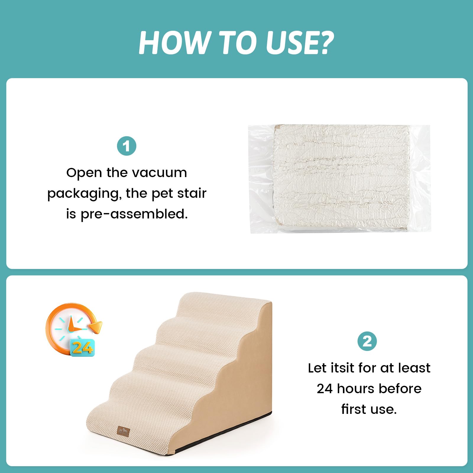 COZY KISS dog stairs bed use scenario illustrating easy bed access.