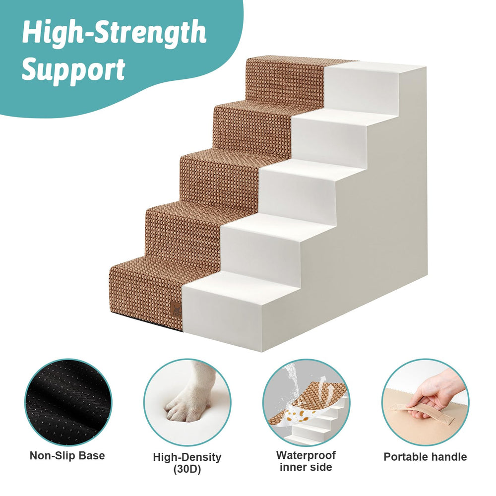 COZY KISS dog stairs in-bedroom use shows convenient access to bed.