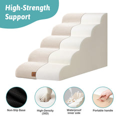 COZY KISS dog stairs beige cover closeup with washable fabric.
