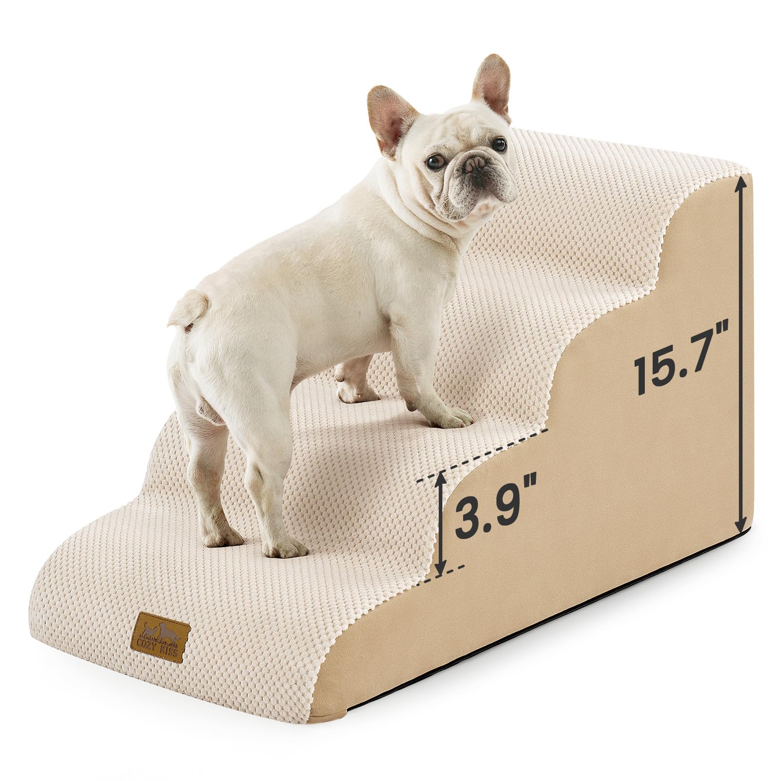 COZY KISS dog stairs beige foam cover for soft, stable sofa access