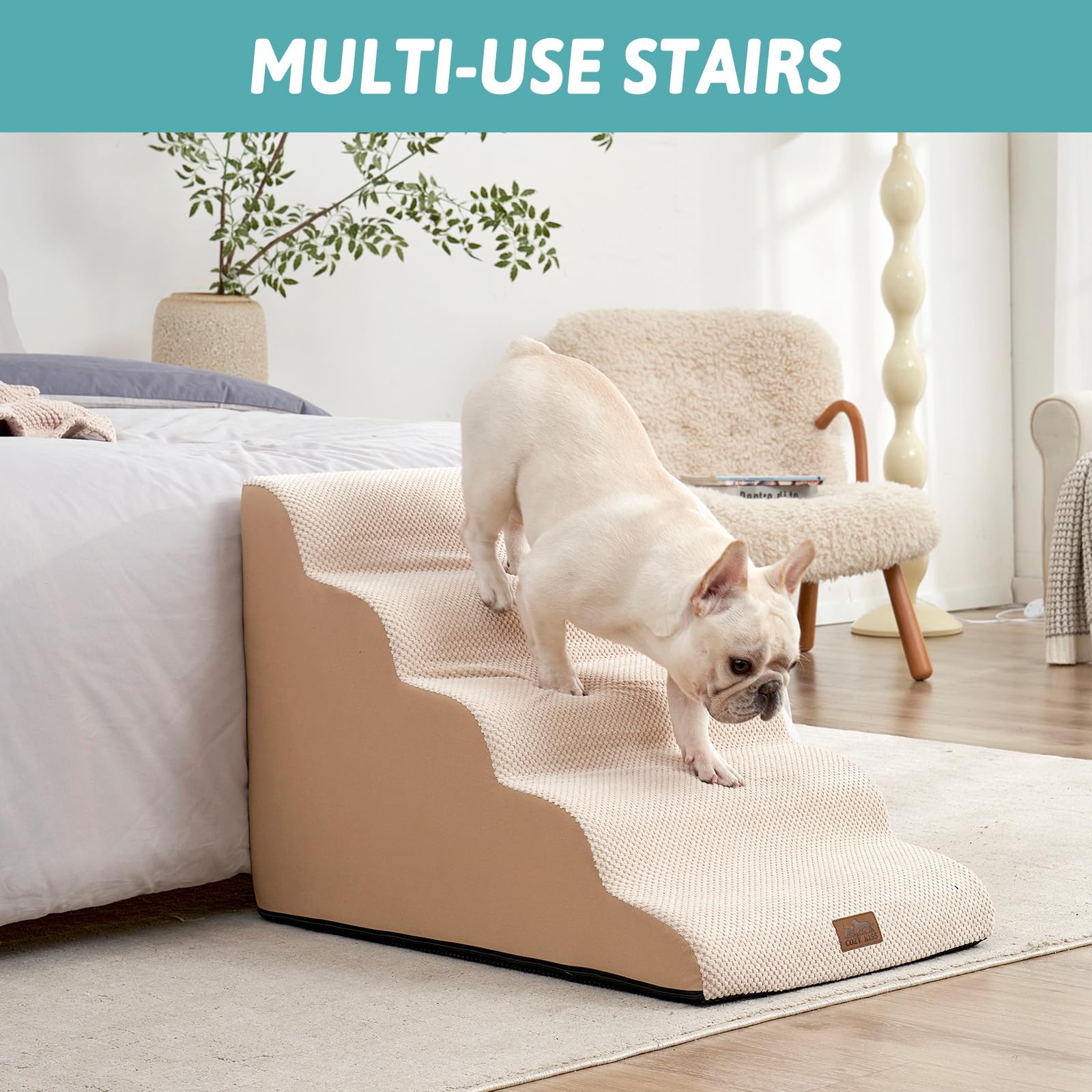 COZY KISS dog stairs car use image highlighting vehicle access.