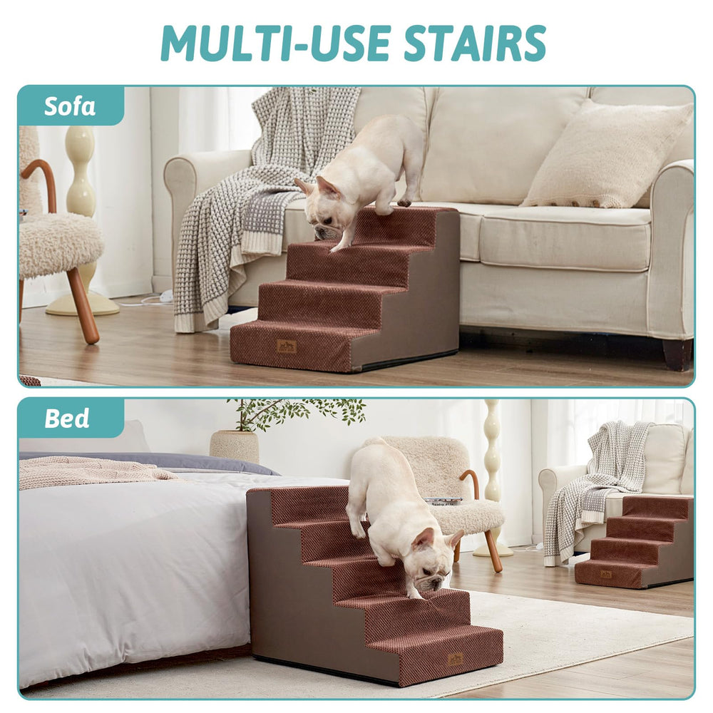 COZY KISS dog stairs corduroy cover adds durability and comfort.