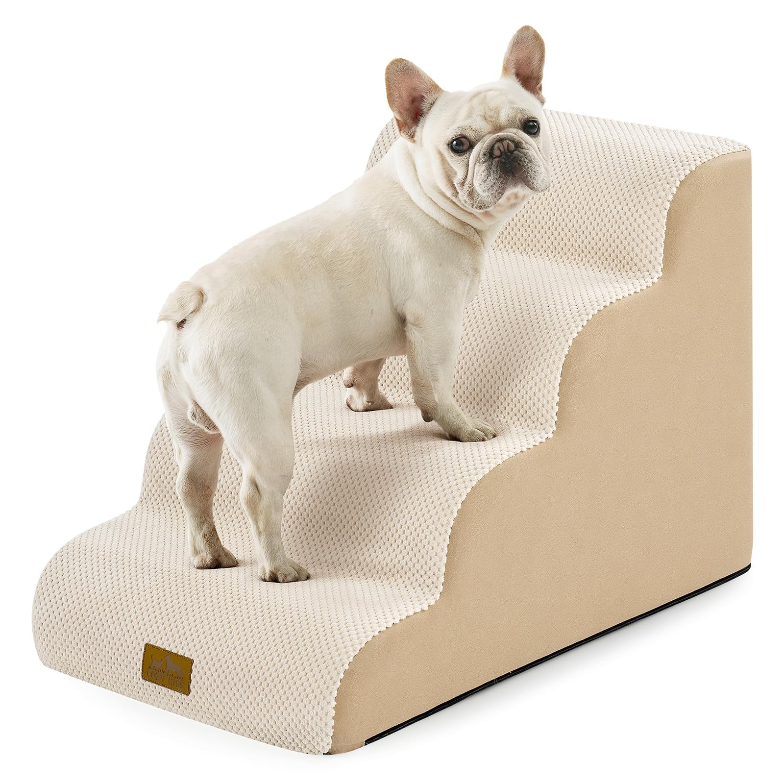 COZY KISS dog stairs curve design side view showing compact, stable support for small dogs